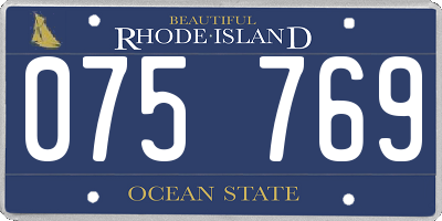 RI license plate 075769