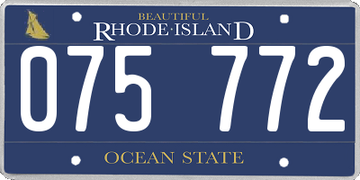 RI license plate 075772