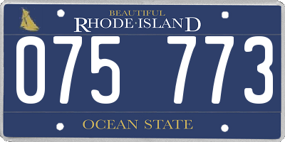 RI license plate 075773