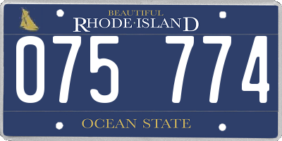RI license plate 075774