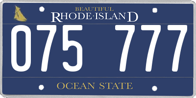 RI license plate 075777