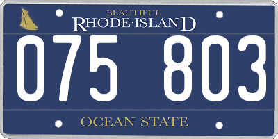 RI license plate 075803