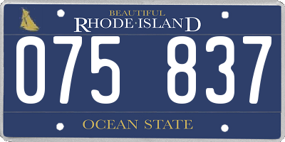 RI license plate 075837