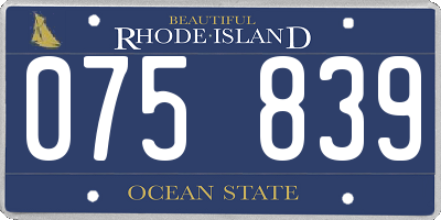 RI license plate 075839