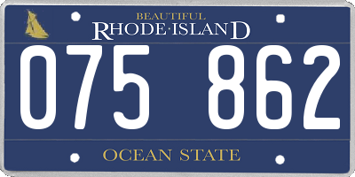 RI license plate 075862