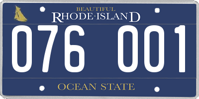 RI license plate 076001