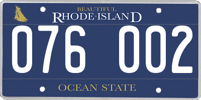 RI license plate 076002