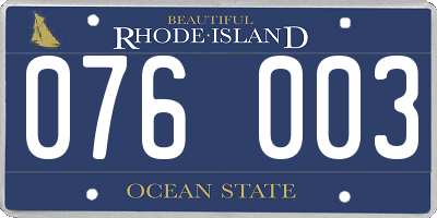 RI license plate 076003