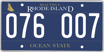 RI license plate 076007
