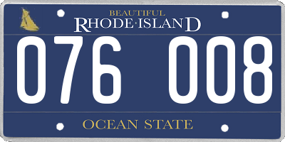 RI license plate 076008