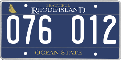 RI license plate 076012