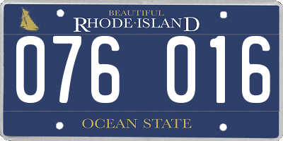 RI license plate 076016