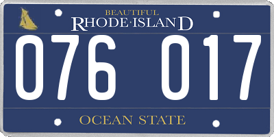 RI license plate 076017