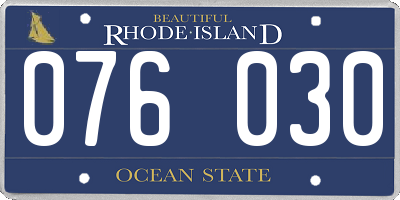 RI license plate 076030