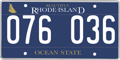 RI license plate 076036