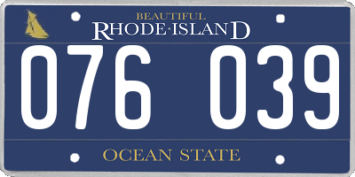 RI license plate 076039