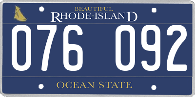 RI license plate 076092