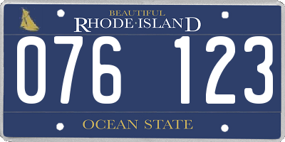 RI license plate 076123