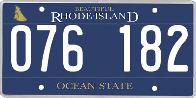 RI license plate 076182