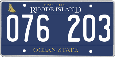 RI license plate 076203