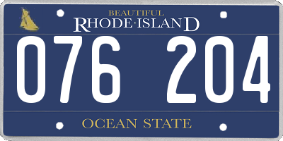 RI license plate 076204