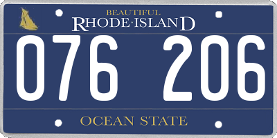 RI license plate 076206