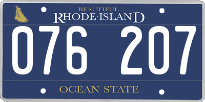 RI license plate 076207