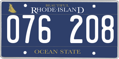 RI license plate 076208