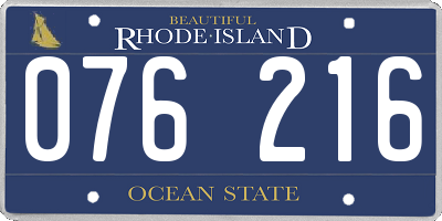 RI license plate 076216