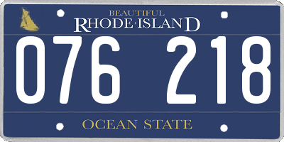 RI license plate 076218
