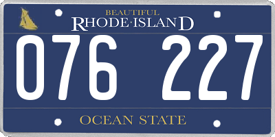 RI license plate 076227