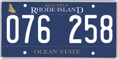 RI license plate 076258
