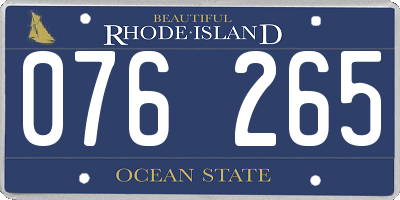 RI license plate 076265