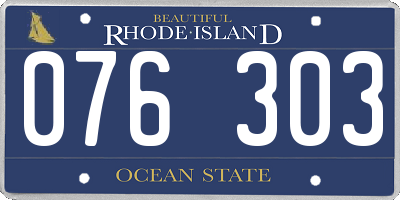RI license plate 076303