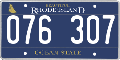 RI license plate 076307