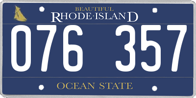 RI license plate 076357