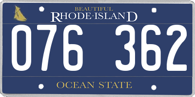 RI license plate 076362