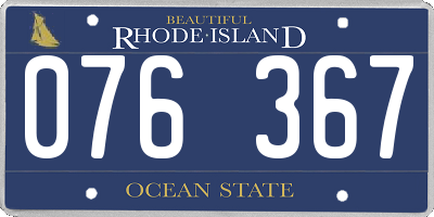 RI license plate 076367