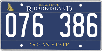 RI license plate 076386