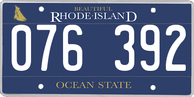 RI license plate 076392