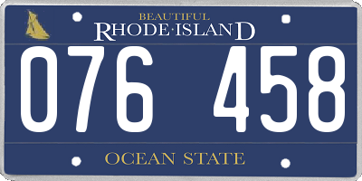 RI license plate 076458