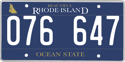 RI license plate 076647