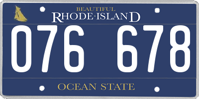 RI license plate 076678