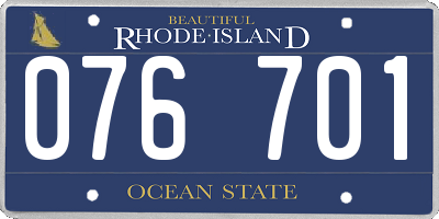 RI license plate 076701