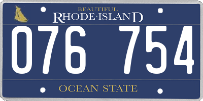 RI license plate 076754