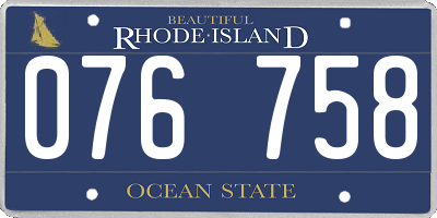 RI license plate 076758