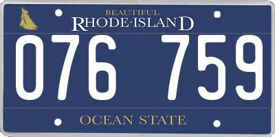 RI license plate 076759