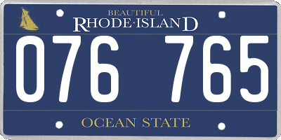 RI license plate 076765