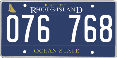 RI license plate 076768