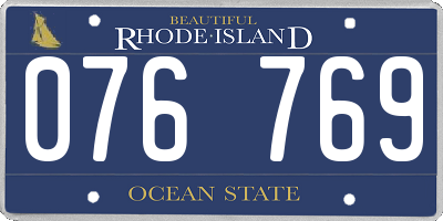 RI license plate 076769